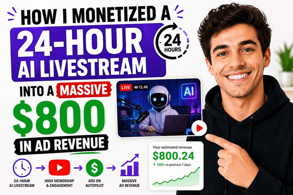 How I Monetized a 24-Hour AI Livestream into a Massive $800 in Ad Revenue