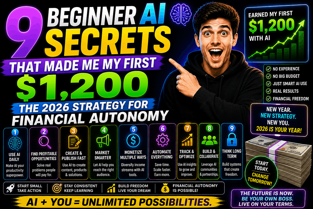 9 Beginner AI Secrets That Made Me My First $1,200 The 2026 Strategy for Financial Autonomy