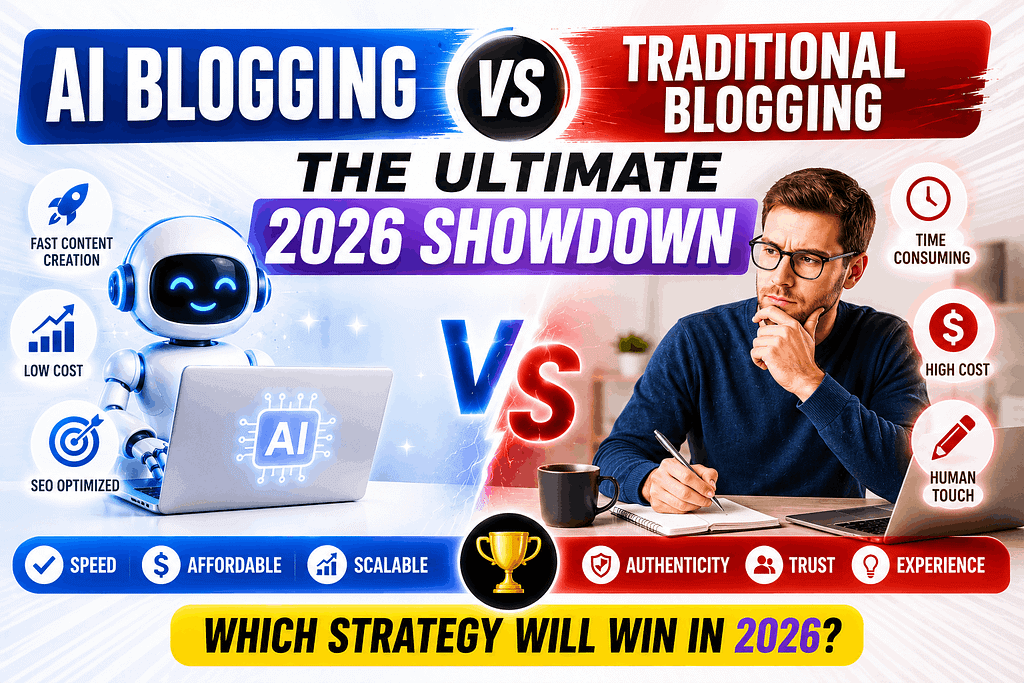 AI Blogging vs Traditional Blogging The Ultimate 2026 Showdown