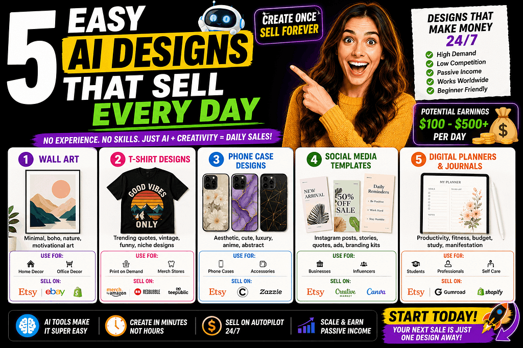 5 Easy AI Designs That Sell Every Day