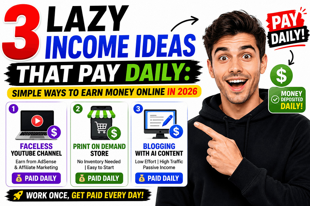 3 Lazy Income Ideas That Pay Daily Simple Ways to Earn Money Online in 2026