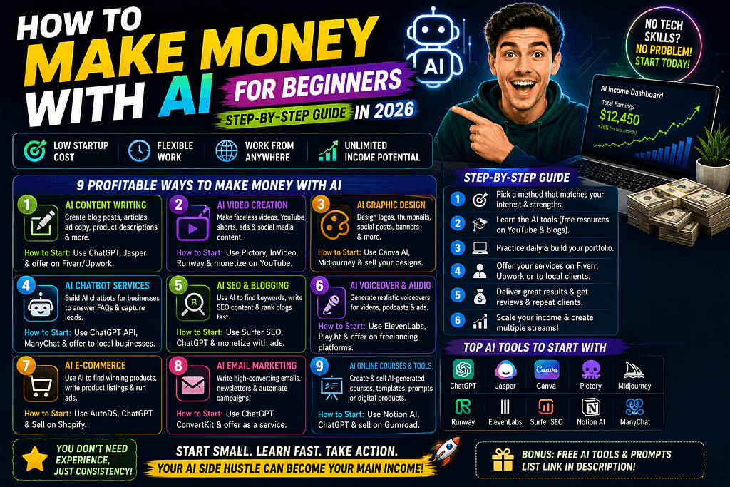 How to Make Money with AI for Beginners (Step-by-Step Guide) in 2026